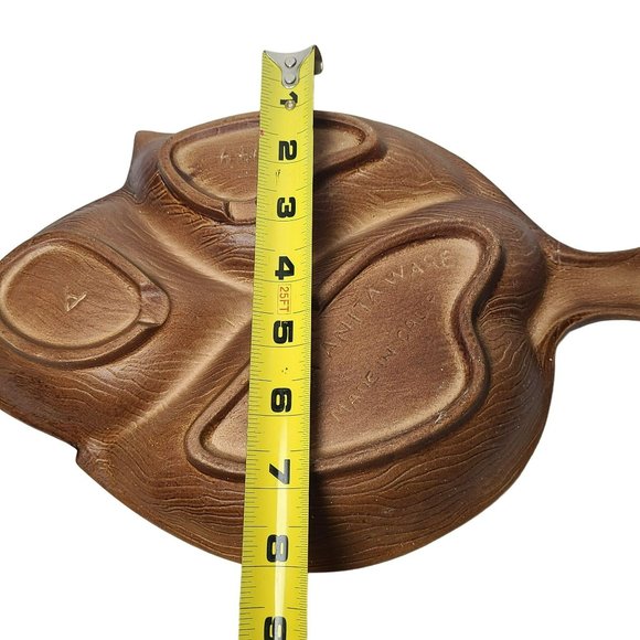 Vintage 1960s - Santa Anita Ware Green Blue Glaze Leaf Divided Nut Snack Dish - Picture 5 of 11